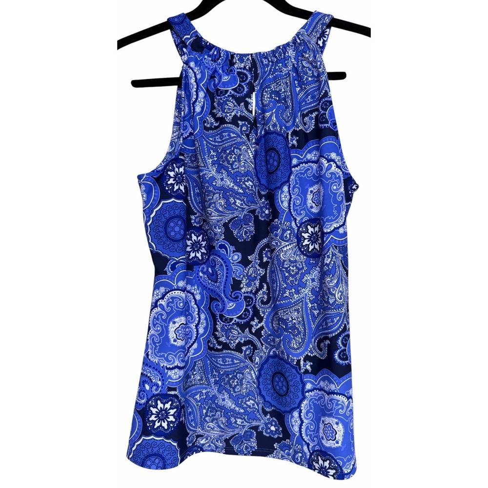 Jude Connally‎ Claire Captivia Paisley Print Tank Top Navy Blue Women's Size Med - Picture 2 of 12